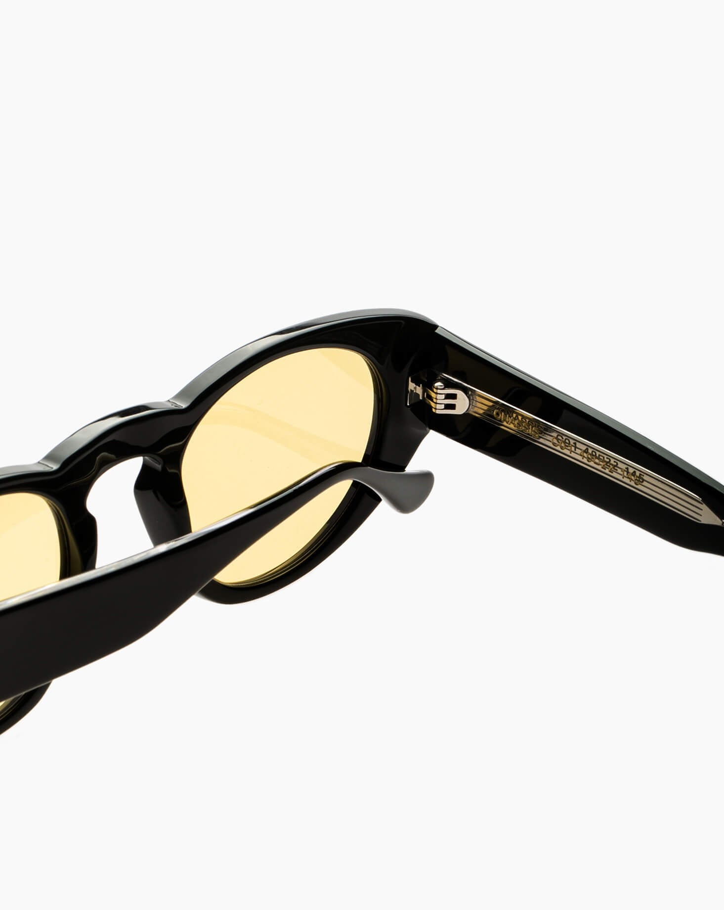 SUNGLASSES-ONASSIS-BLACK-YELLOW-TEMPLE  |BLACK CUSTOM LENSES-PINA COLADA