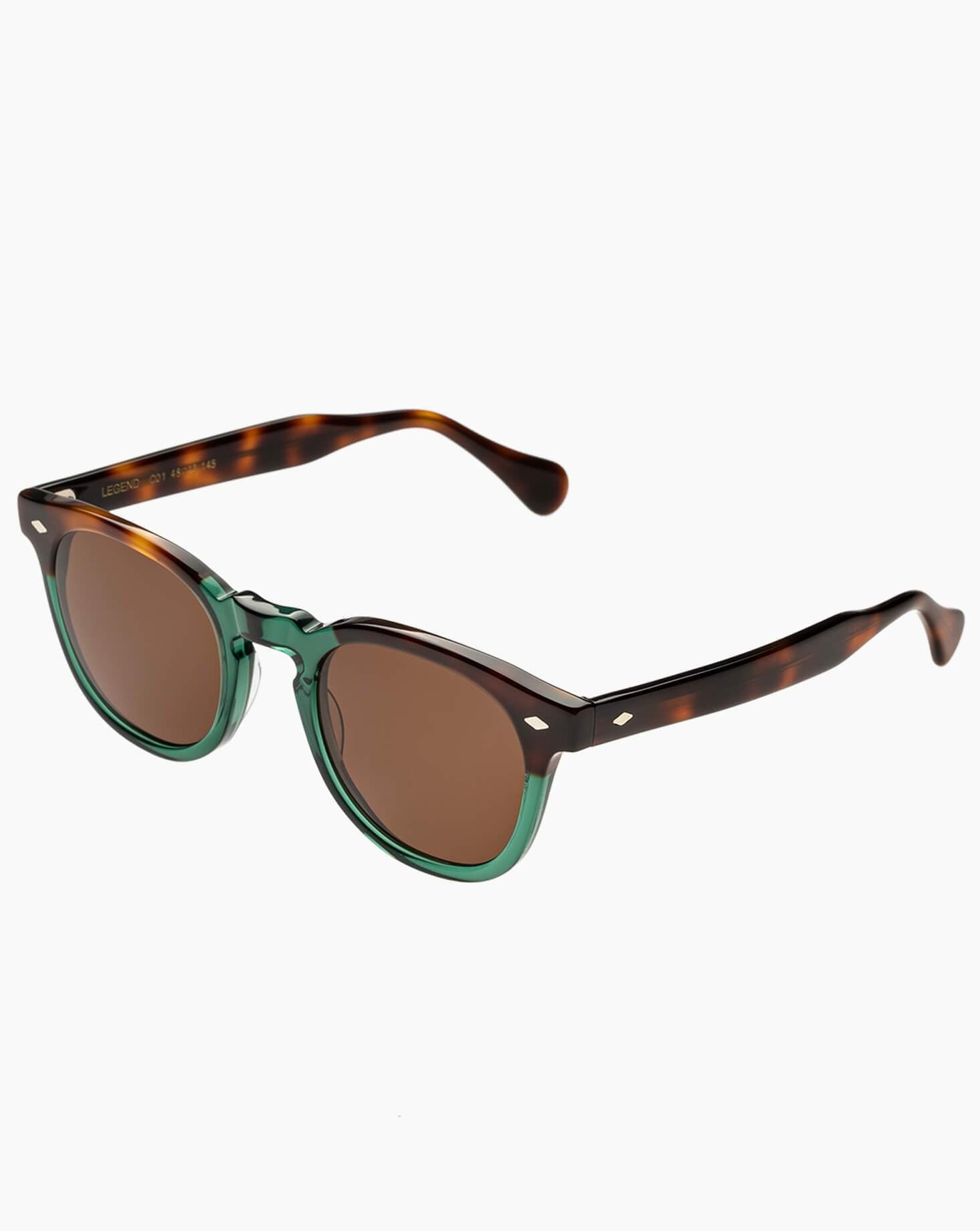 SUNGLASSES-UNISEX-MEN-WOMEN-LEGEND-TORTOISE-GREEN-SIDE |GREEN TORTOISE