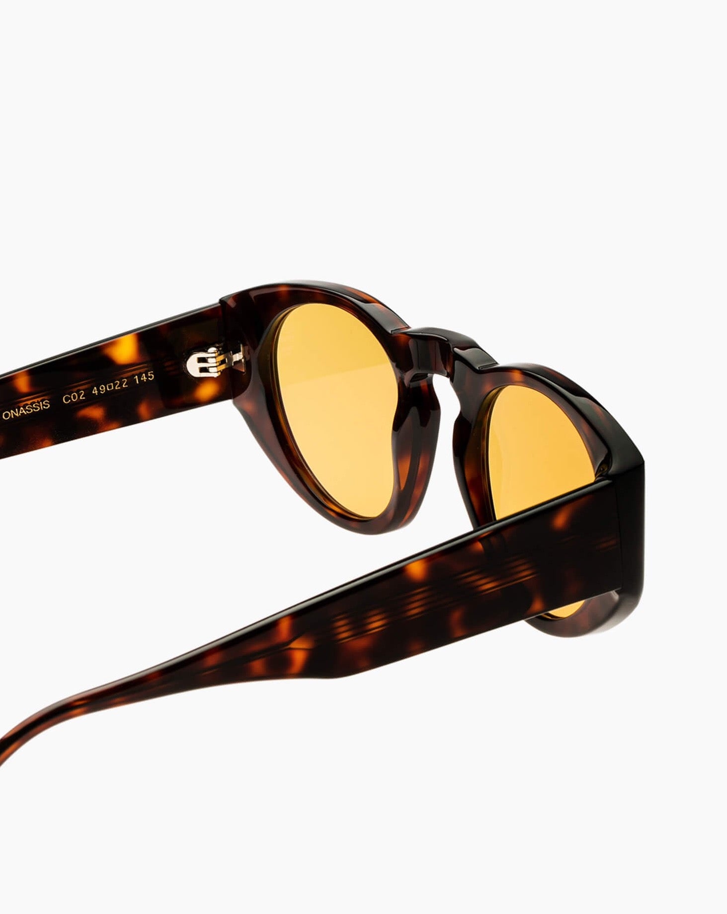 SUNGLASSES-ONASSIS-TORTOISE-YELLOW-DETAIL  |TORTOISE CUSTOM LENSES-PINA COLADA