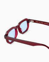 SUNGLASSES-WOMEN-MEN-UNISEX-DRAKE-RED-CUSTOMLENSES-BLUE JEAN-TEMPLE