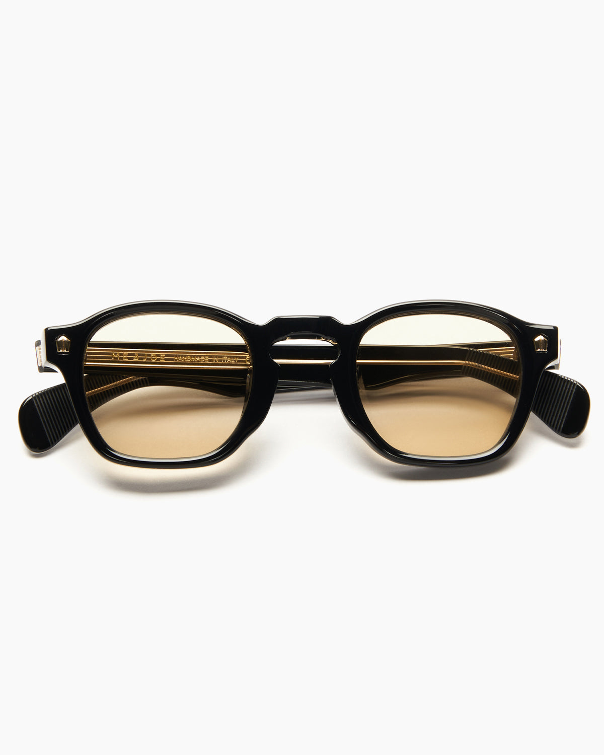 SUNGLASSES-WOMEN-MEN-UNISEX-FAUSTO-BLACK-YELLOW-FRONT |BLACK CUSTOM LENSES-SAND