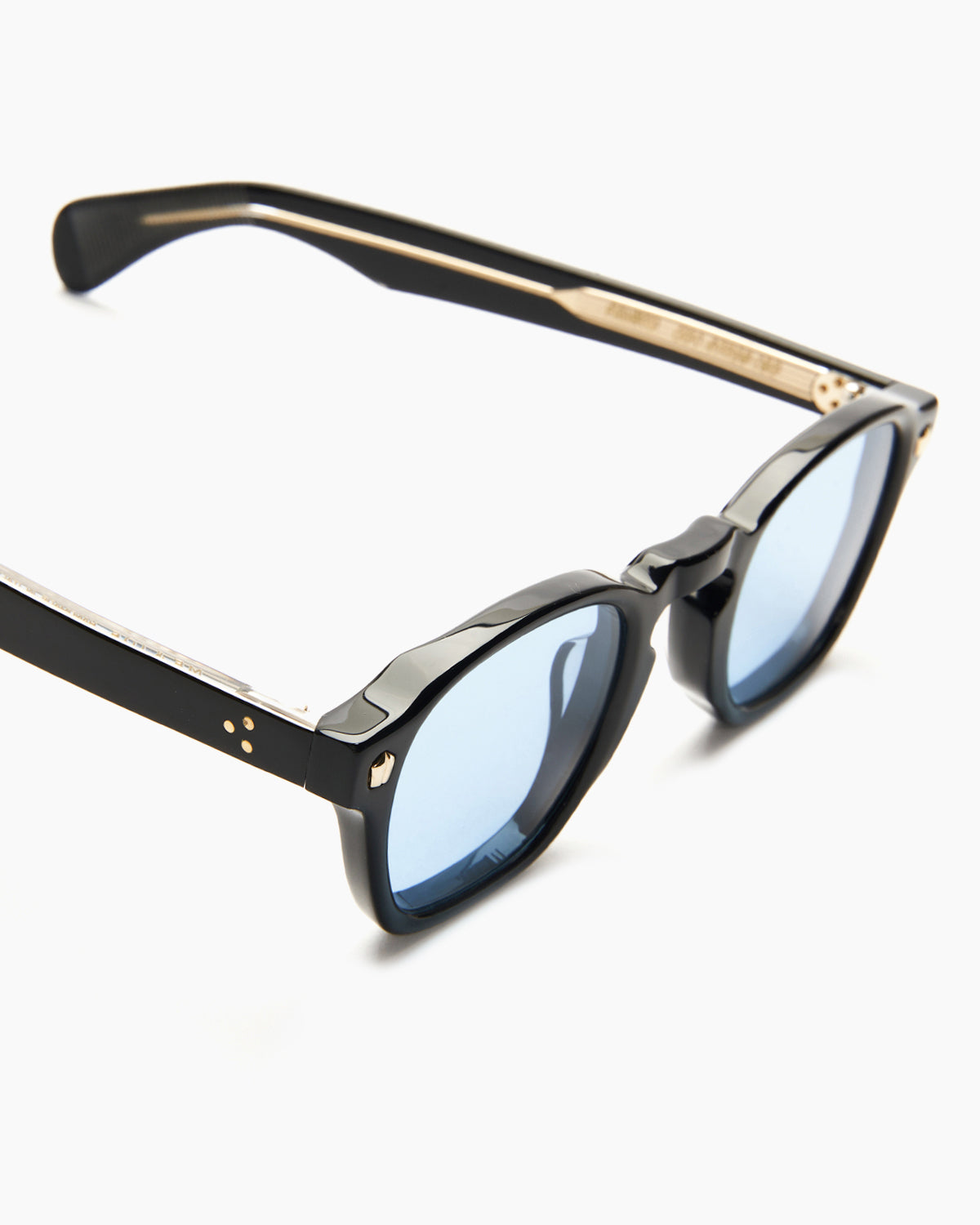 SUNGLASSES-WOMEN-MEN-UNISEX-FAUSTO-STUDIO-BLACK-BLUE-DETAIL |BLACK CUSTOM LENSES-BLUE JEAN