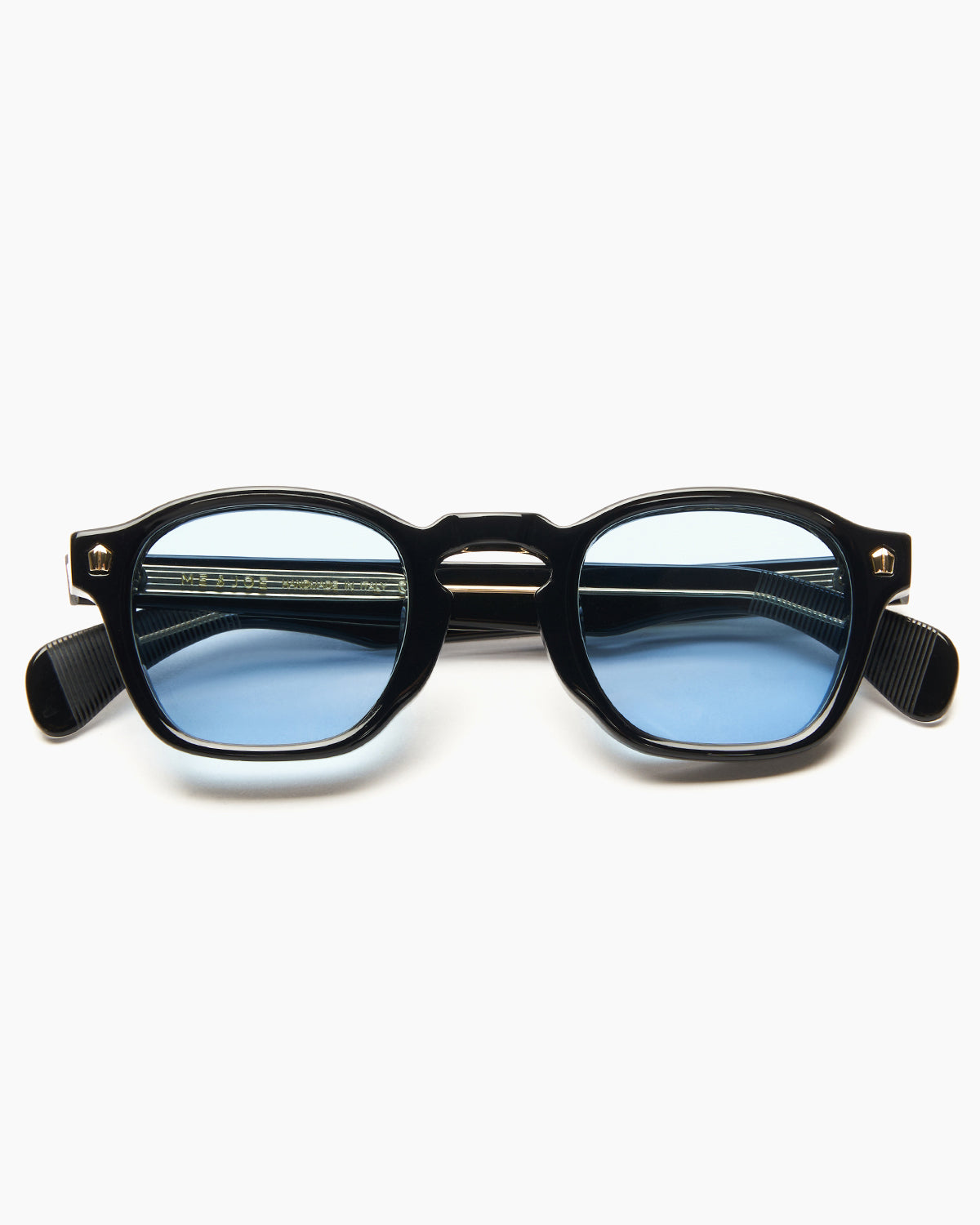 SUNGLASSES-WOMEN-MEN-UNISEX-FAUSTO-STUDIO-BLACK-BLUE-FRONT |BLACK CUSTOM LENSES-BLUE JEAN