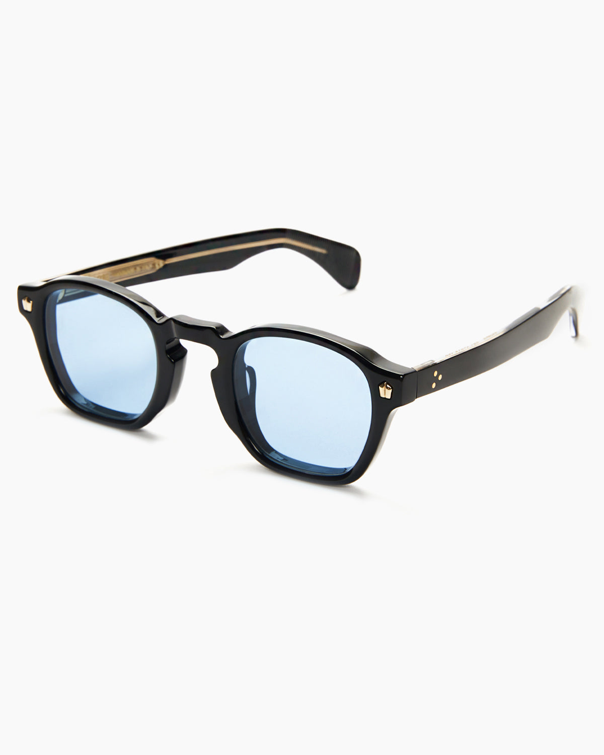    SUNGLASSES-WOMEN-MEN-UNISEX-FAUSTO-STUDIO-BLACK-BLUE-SIDE |BLACK CUSTOM LENSES-BLUE JEAN