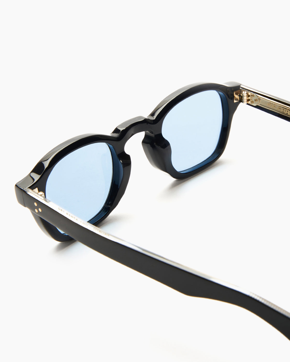 SUNGLASSES-WOMEN-MEN-UNISEX-FAUSTO-STUDIO-BLACK-BLUE-TEMPLE |BLACK CUSTOM LENSES-BLUE JEAN