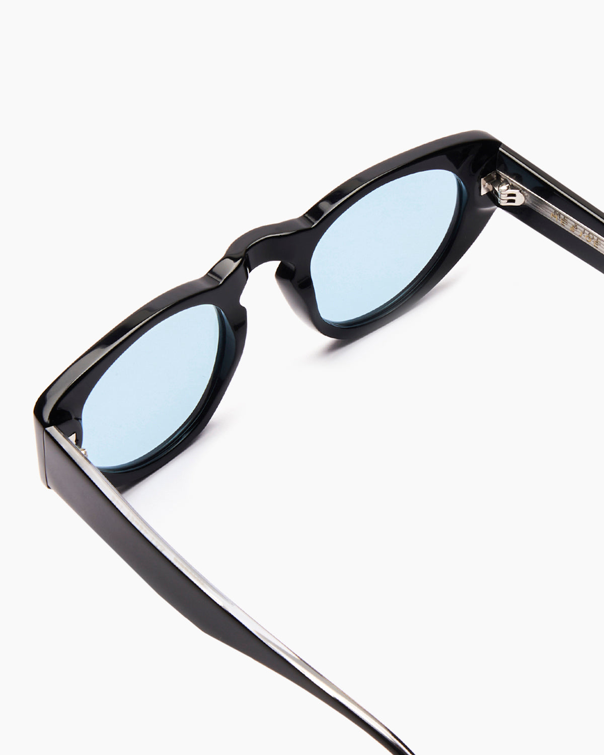 SUNGLASSES-WOMEN-MEN-UNISEX-ONASSIS-BLACK-STUDIO-BLUE-TEMPLE| BLACK CUSTOM LENSES-BLUE JEAN