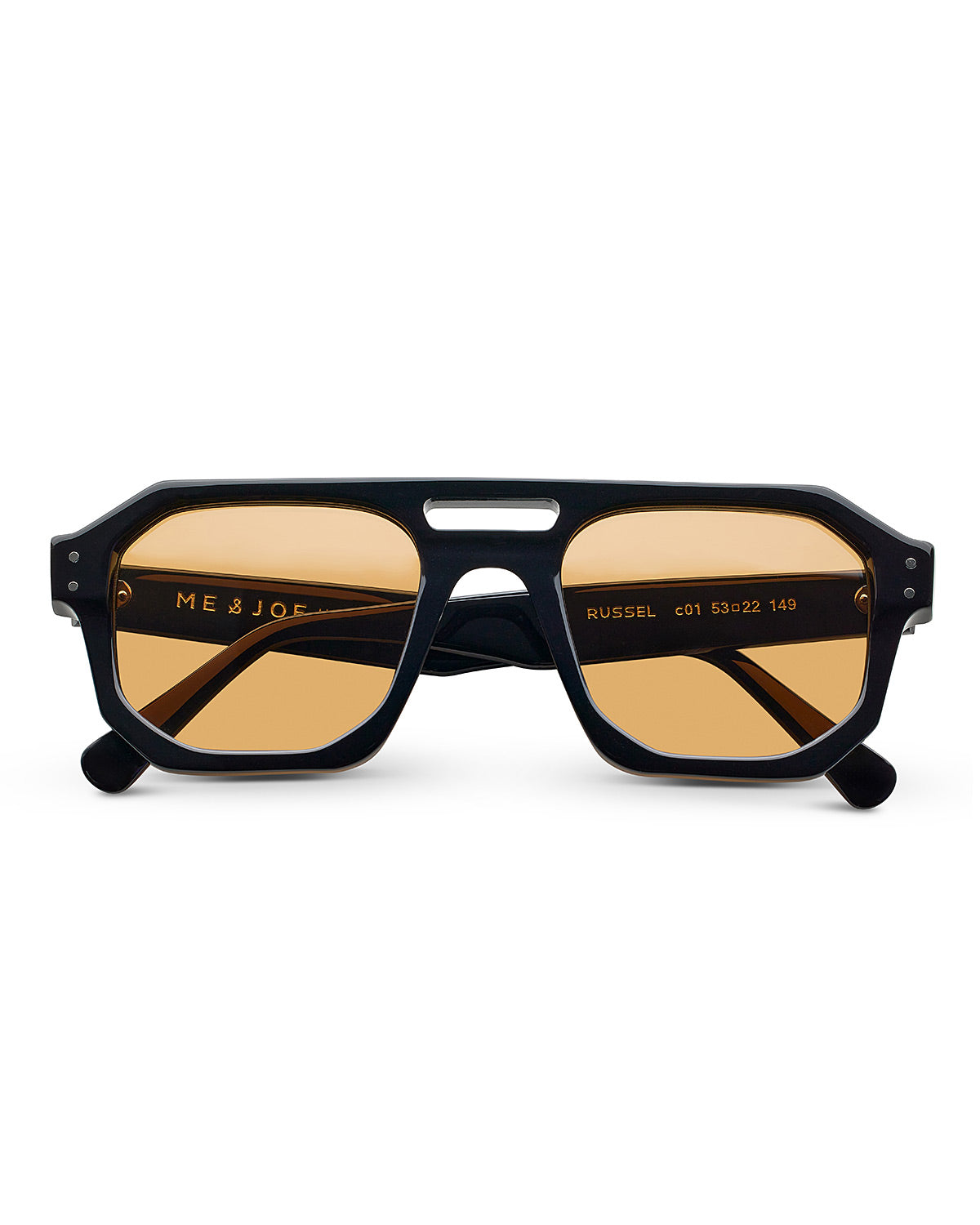 SUNGLASSES-WOMEN-MEN-UNISEX-RUSSEL-BLACK-CUSTOMLENSES-SUNSET-FRONT|BLACK CUSTOM LENSES-SUNSET