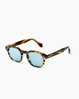 SUNGLASSES-WOMEN-MEN-UNISEX-TAYLOR-BLONDE TORTOISE-CUSTOM LENSES-BLUE JEAN-SIDE