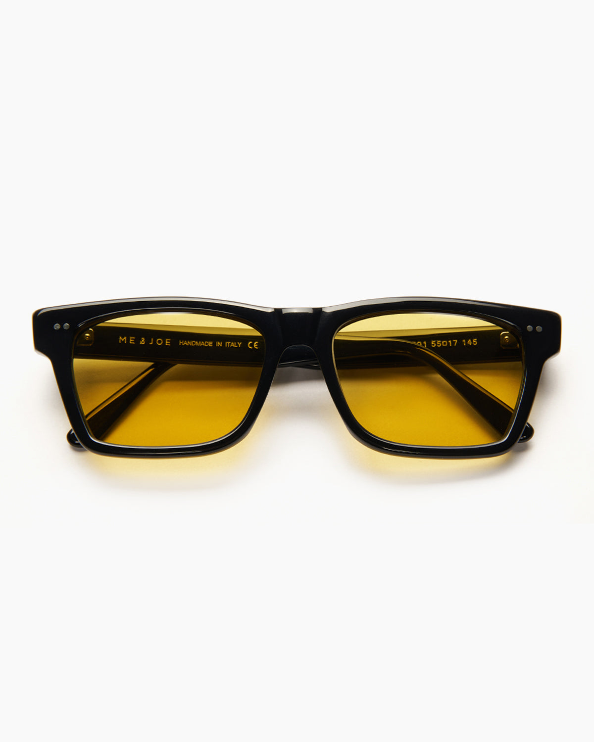 SUNGLASSES-WOMEN-MEN-UNISEX-WAYNE-STUDIO-BLACK-YELLOW-FRONT | BLACK CUSTOM LENSES-PINA COLADA