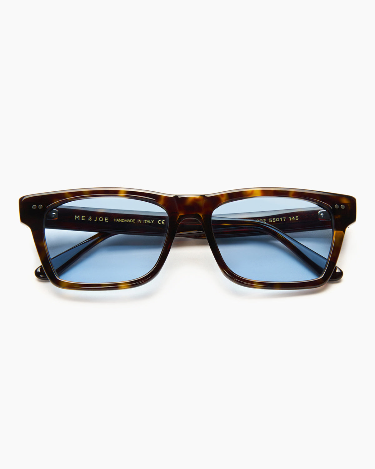 SUNGLASSES-WOMEN-MEN-UNISEX-WAYNE-STUDIO-TORTOISE-BLUE-FRONT |TORTOISE CUSTOM LENSES-BLUE JEAN