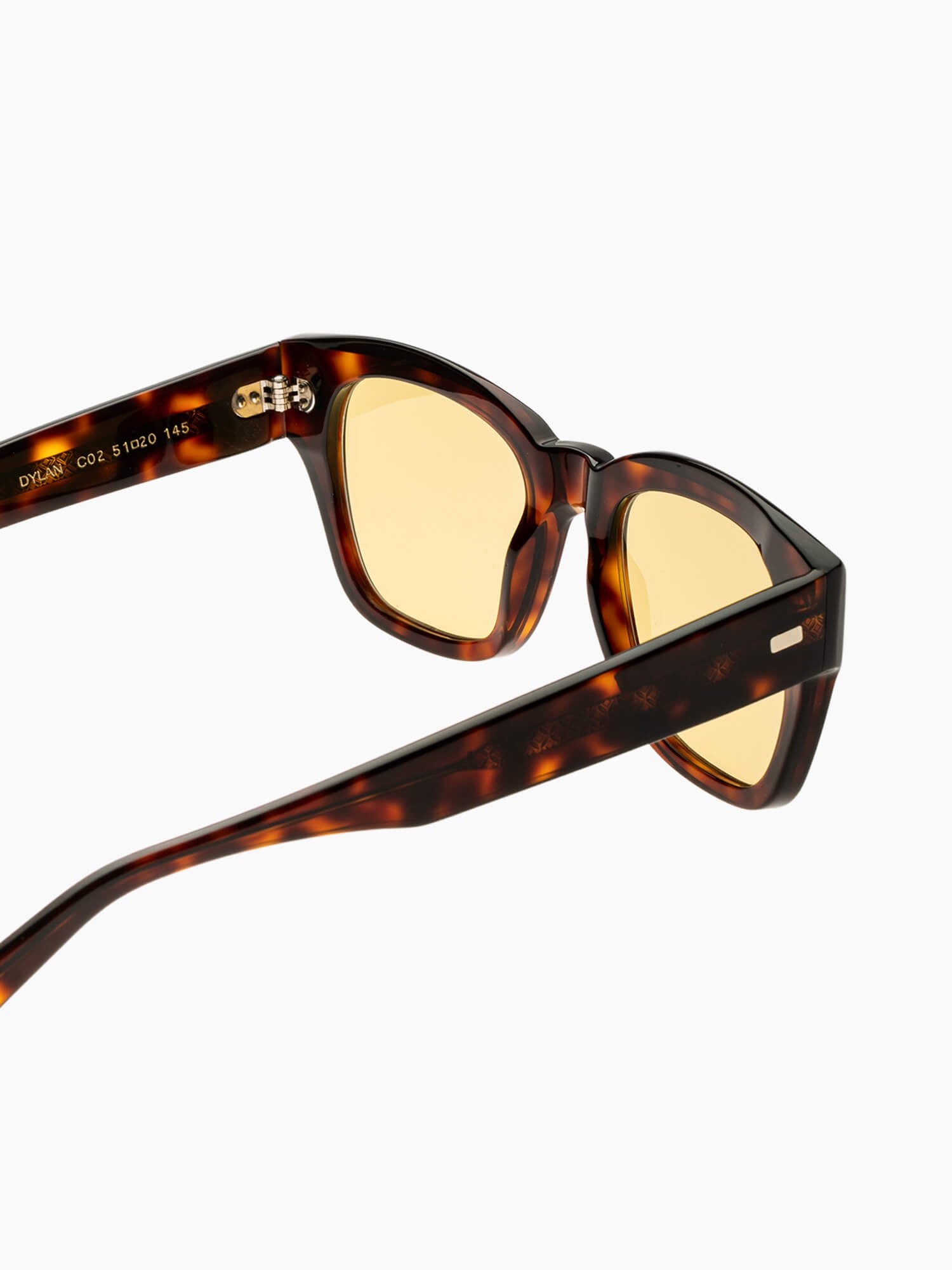 SUNGLASSES-UNISEX-DYLAN-TORTOISE-YELLOW-LENSES-TEMPLE |TORTOISE CUSTOM LENSES-PINA COLADA