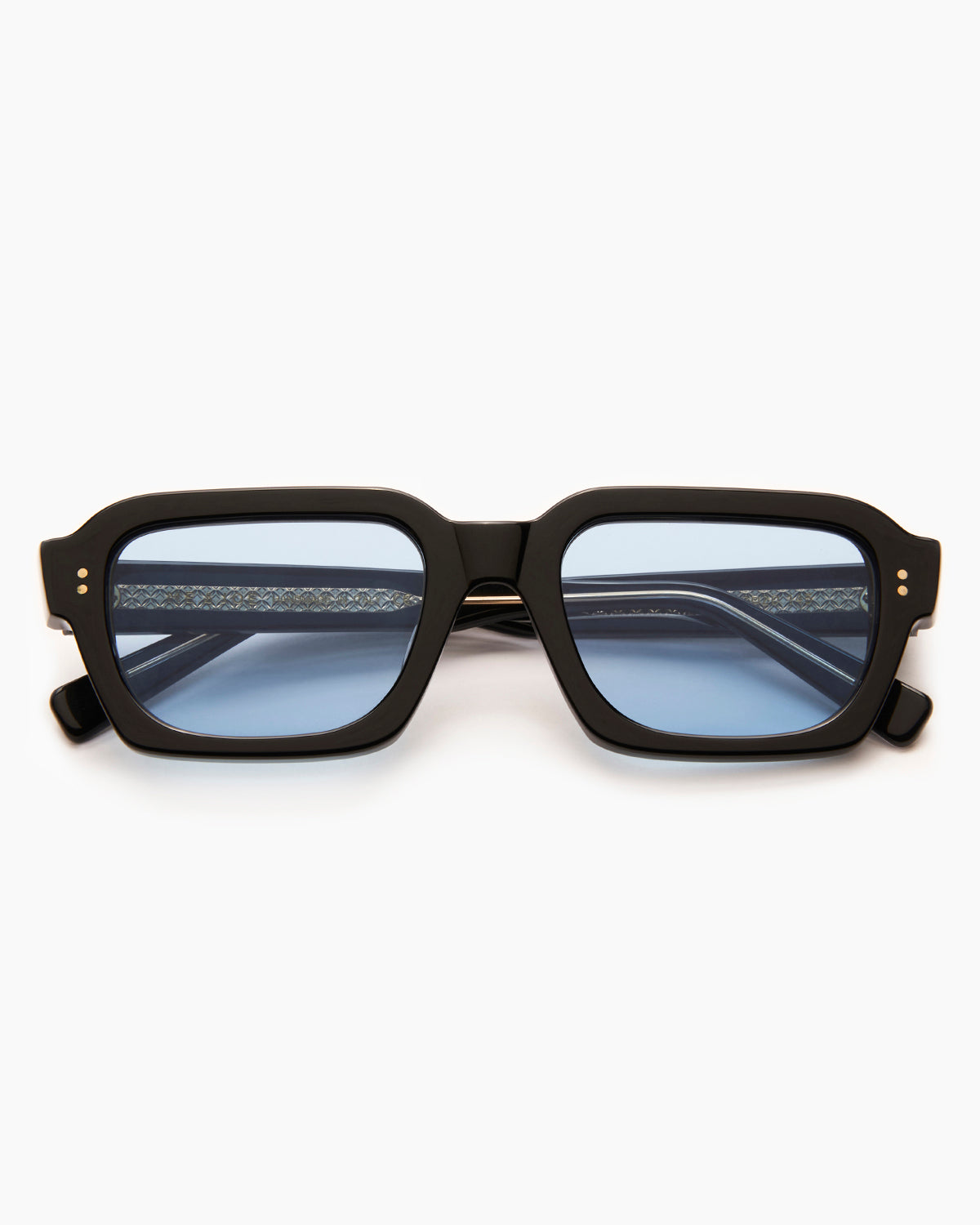 SUNGLASSES-WOMEN-MEN-UNISEX-AMERICA-BLACK-CUSTOM-BLUELENSES-FRONT |BLACK CUSTOM LENSES-BLUE JEAN