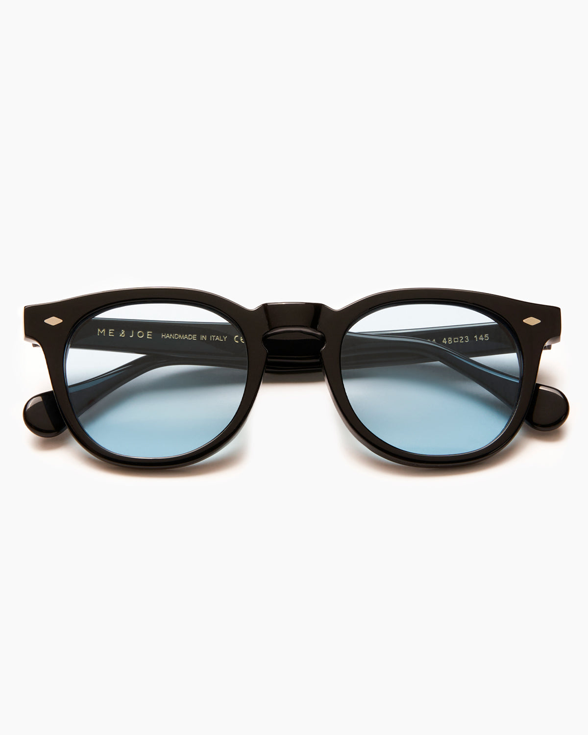 SUNGLASSES-WOMEN-MEN-UNISEX-LEGEND-BLACK-CUSTOMIZEDLENSES-BABYBLUE-FRONT |BLACK CUSTOM LENSES-BABY BLUE